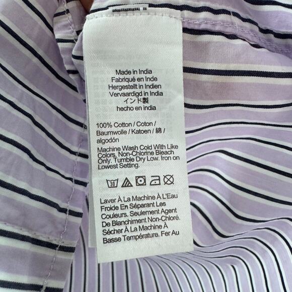 J Crew Top Women 2 Lavender Striped Cotton Garcon Classic Fit Button Front Shirt - Picture 12 of 12